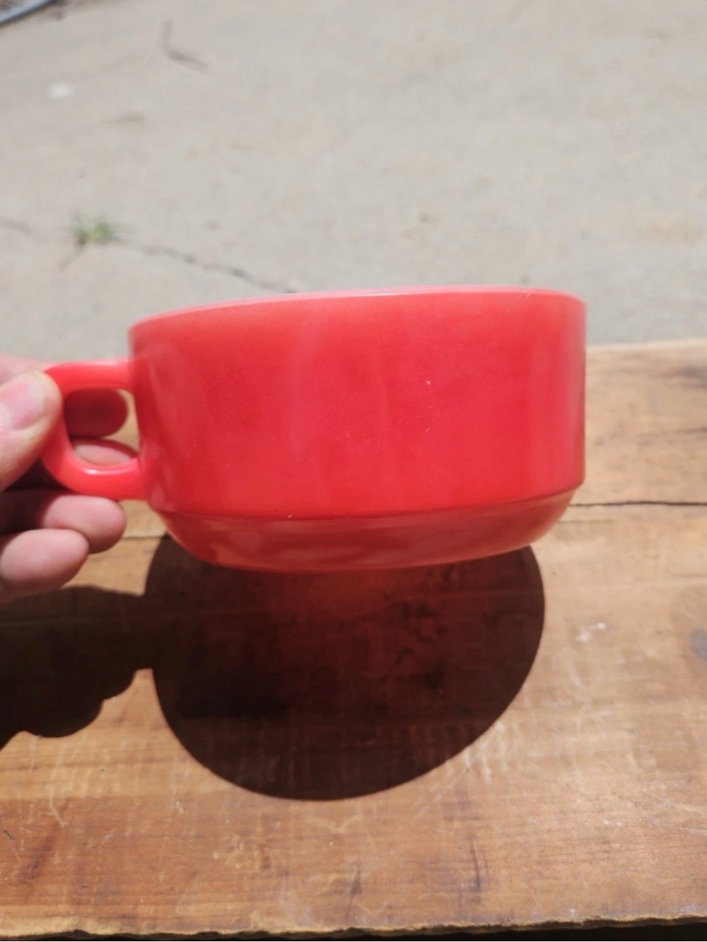 Vintage Fire-King Red Soup Mug Bowl Anchor Hocking Oven-Proof USA